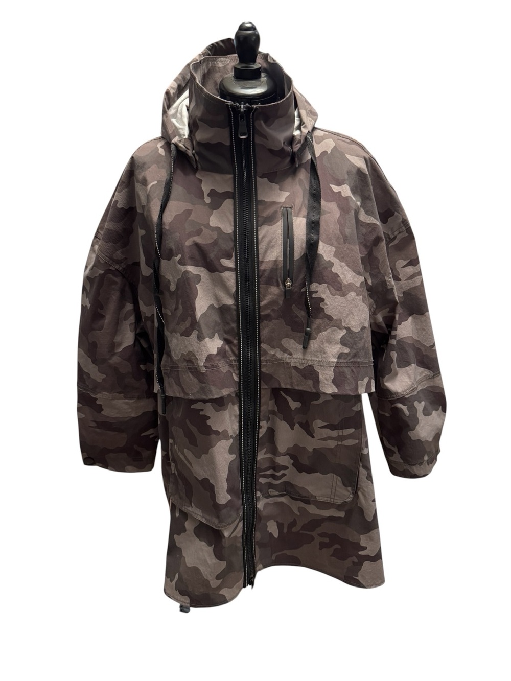 ANORAK Kids Camo Hooded Raincoat in Brown and Gray